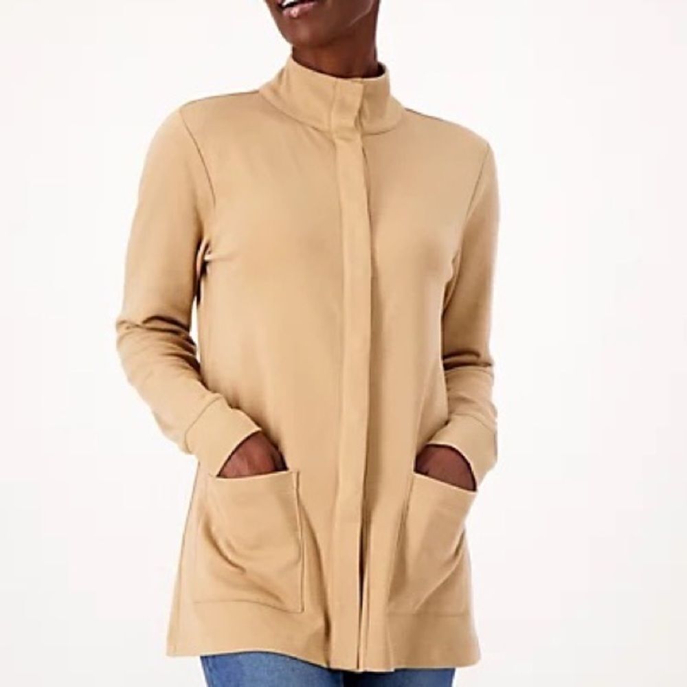 Isaac Mizrahi Live! Essentials Hidden Snap Front Cardigan